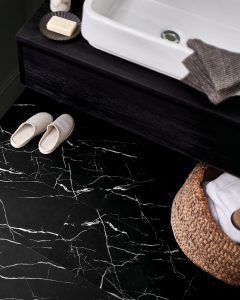 Luvanto black bathroom LVT flooring tile